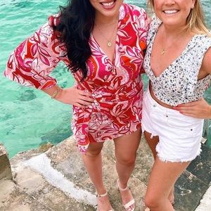 Zara Pink Satin Printed Mini Wrap Dress